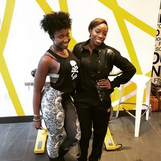 Estelle @estelledarlings - &quot;And with @taye_jay trainer today&nbsp;@soulcyclenyc&nbsp;...#passion&nbsp;#conqueror&nbsp;#fitbizniss #letsgetrightforthesummer&quot;  The British singer, most recently spotted on Empire, gets her SoulCycle on. Get it girl!  (Photo: Estelle via Instagram)