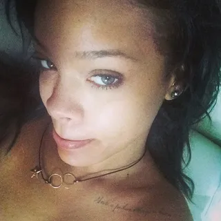 Rihanna @badgalriri - Talk about up close and personal! Rih Rih shares a cheeky selfie with her followers while still in bed. Adorbs!  (Photo: Rihanna via Instagram)