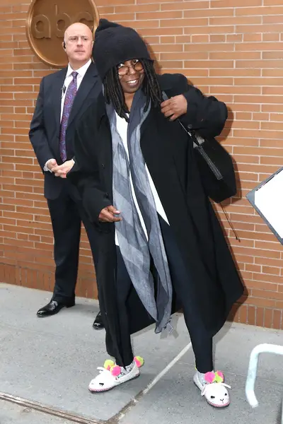 Comfort Above All Else - Whoopi Goldberg&nbsp;is all about being comfy. Check the comedian's lamb slippers as she's seen leaving ABC studios in NYC after taping The View. &nbsp;(Photo: PacificCoastNews)