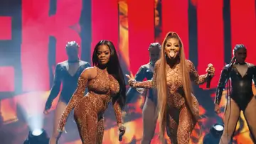 City Girls performing on stage at the BET Hip Hop Awards 2020.