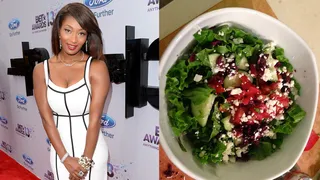 Toccara Jones - The model and TV host keeps it light with a flavorful salad perfect for springtime.   (Photos from left: Jason Merritt/BET/Getty Images for BET, Toccara Jones via Instagram)