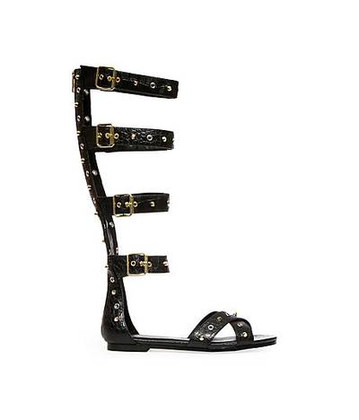 Buckled Beauties - Alas, even you flats-loving ladies have a reason to smile. These studded sandals come without the sky-high stiletto, but have no shortage of attitude.  (Photo: Courtesy of Steve Madden)
