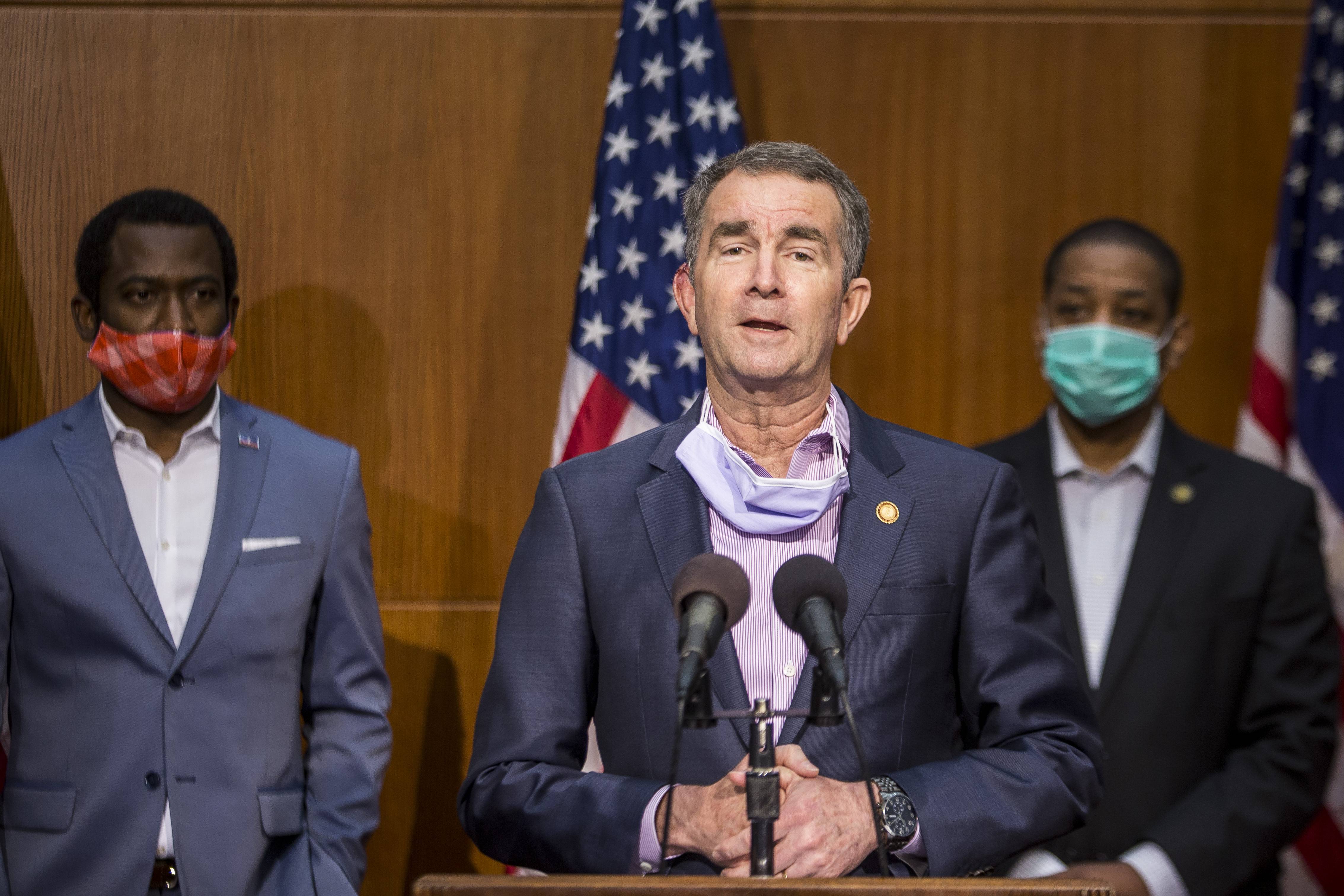 RICHMOND, VA - JUNE 04: Virginia Gov. Ralph Northam (D) speaks during a news conference on June 4, 2020 in Richmond, Virginia. Gov. Northam and Richmond Mayor Levar Stoney announced plans to take down a statue of Confederate General Robert E. Lee on Monument Avenue.  (Photo by Zach Gibson/Getty Images)