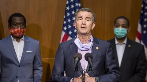 RICHMOND, VA - JUNE 04: Virginia Gov. Ralph Northam (D) speaks during a news conference on June 4, 2020 in Richmond, Virginia. Gov. Northam and Richmond Mayor Levar Stoney announced plans to take down a statue of Confederate General Robert E. Lee on Monument Avenue.  (Photo by Zach Gibson/Getty Images)
