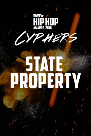 The State Property Cypher - It's a rap reunion and all the attendees are bringing great lyrical content for you to tweet about later. #HipHopAwards(Photo: BET)