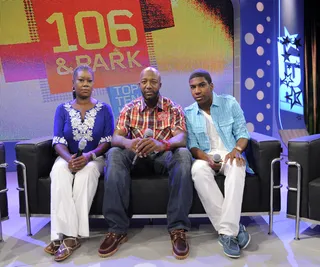 We Are Here - The family of Trayvon Martin, Sybrina Fulton, Tracy Martin and Jahvaris Fulton at 106 &amp; Park, April 16, 2012. (Photo: John Ricard / BET)