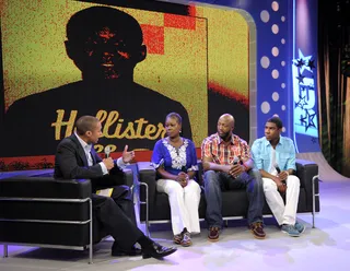 Tell Me Your Thoughts\r&nbsp; - TJ Holmes talks with the family of Trayvon Martin, Sybrina Fulton, Tracy Martin and Jahvaris Fulton, at 106 &amp; Park,&nbsp; April 16, 2012. (Photo: John Ricard / BET)