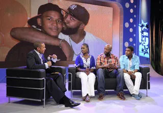 The Truth Will Come Out\r&nbsp; - TJ Holmes talks with Trayvon's family, Sybrina Fulton, Tracy Martin and Jahvaris Fulton, at 106 &amp; Park, April 16, 2012. (Photo: John Ricard / BET)