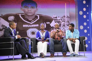 Fight for Justice\r&nbsp; - The family of Trayvon Martin, Sybrina Fulton, Tracy Martin and Jahvaris Fulton answers questions from audience members, Tracy states he will continue to fight for justice at 106 &amp; Park,&nbsp; April 16, 2012.&nbsp; (Photo: John Ricard / BET)
