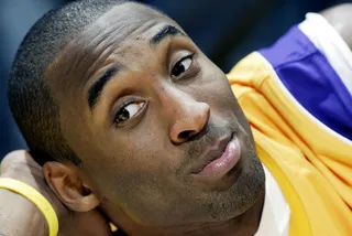 Kobe Bryant Clowns Lakers Teammates for Losing - Kobe Bryant is injured, out for the season, and upset.&nbsp; With the Lakers' recent 119-85 loss to the Spurs, which landed them out of playoff contention, Bryant is also becoming &quot;petty.&quot; According to Lakers guard Nick Young, Bryant is so over the Lakers this season that he is refusing to speak to “players on teams that are 20 games under .500.” Ouch!&nbsp;(Photo:Lisa Blumenfeld/Getty Images)