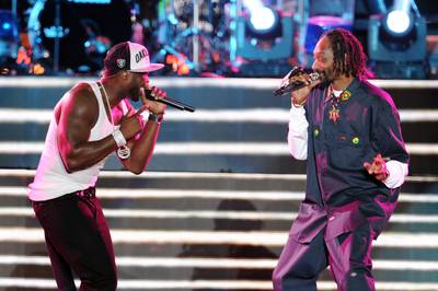 50 Conquers Coachella - Long known for his explosive live performances, 50 took over the Coachella festival earlier this year when Snoop invited him onstage to perform &quot;What Up Gangsta,&quot; &quot;P.I.M.P.&quot; and &quot;In Da Club.&quot;&nbsp; (Photo: Kevin Winter/Getty Images for Coachella)