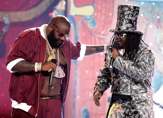 Rick Ross and T-Pain - Two of Florida's finest perform DJ Khaled's urban hit "I'm So Hood" together, which also features Trick Daddy and Plies.&nbsp;(Photo: Kevin Winter/Getty Images)