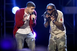 Drake and Lil Wayne - Mentor and mentee give a collaborative performance of &quot;Every Girl&quot; and &quot;Best I Ever Had&quot; during the 9th Annual BET Awards.(Photo: Vince Bucci/PictureGroup)