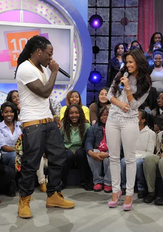 I See You - Ace Hood with Rocsi Diaz at 106 &amp; Park, April 13, 2012. (Photo: John Ricard/BET)