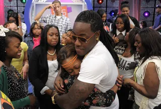 Hug Me - Ace Hood greets fans at the conclusion of the taping at 106 &amp; Park, April 13, 2012. (Photo: John Ricard/BET)