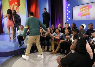 Exiting For a Moment - Pooch Hall acknowledges fans at 106 &amp; Park, April 12, 2012. (Photo: John Ricard / BET)