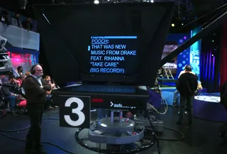 What Are My Lines - Pooch Hall teleprompter at 106 &amp; Park, April 12, 2012. (Photo: John Ricard / BET)