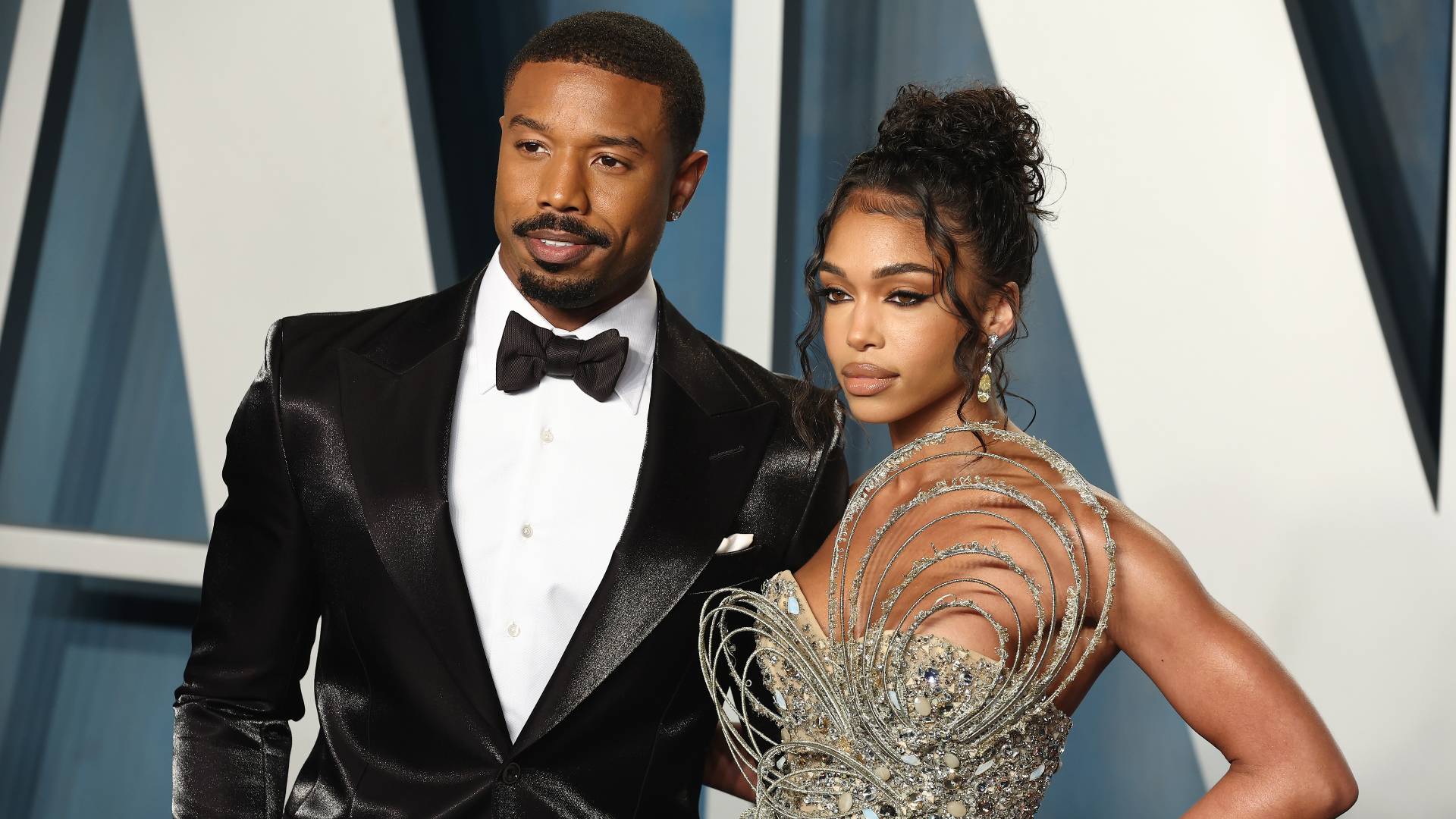 Michael B. Jordan and Lori Harvey attend the 2022 Vanity Fair Oscar Party hosted by Radhika Jones at Wallis Annenberg Center for the Performing Arts on March 27, 2022 in Beverly Hills, California. 