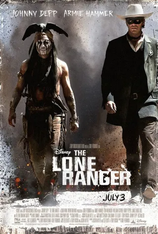 The Lone Ranger: July 3 - Johnny Depp gives Tonto &quot;the Jack Sparrow treatment&quot; in&nbsp;The Lone Ranger. Brought to you by director Jerry Bruckheimer (The Pirates of the Carribbean) this new school remake mixes plenty of humor into the classic action tale of two heroes fighting greed and corruption.  (Photo: Walt Disney Pictures)