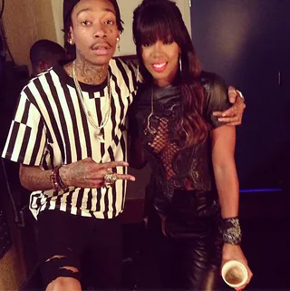 Wiz Khalifa @mistercap - Wiz takes a snapshot with busy lady Kelly Rowland. Kells is promoting her new album Talk A Good Game and is also a new judge to The X Factor. (Photo: Instagram via Wiz Khalifa)