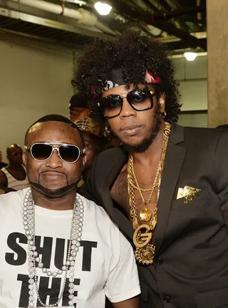 Backstage Life - Shawty Lo and Trinidad James visit the Reebok Hospitality Lounge backstage during the 18th Annual HOT 107.9 Birthday Bash at Philips Arena in Atlanta.&nbsp;(Photo: Rick Diamond/Getty Images for Reebok)