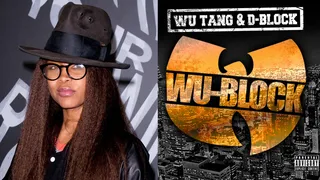 Wu-Block meets "Bag Lady" - November 27, 2012 - Diversifying her catalog, Erykah Badu was featured on track eight from the D-Block, Wu-Tang collaboration album "Wu-Block" titled"Drivin' Round."(Photos from left: Ivan Nikolov/WENN.com, E1 Records)