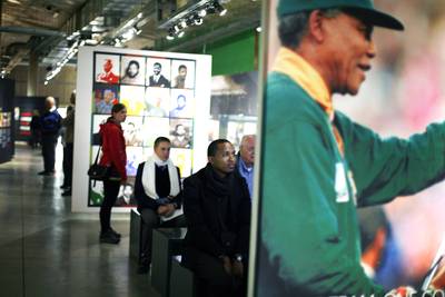 Apartheid Museum Welcomes Visitors  - An exhibit centered on Mandela's life allowed visitors to reflect on the former leader's life at Johannesburg's Apartheid Museum.&nbsp;Known for helping to put an end to the racist apartheid regime, Mandela represents hope and progression for many South Africans. (Photo: AP Photo/Jerome Delay)