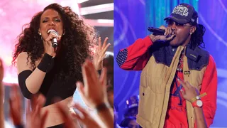 Future f. Kelly Rowland, "Neva End" (Remix) - Hailing from Kelly's original hometown of Atlanta, Future knew just who to go to to add the right pitch of songbird to his "Neva End," off his debut album, Pluto. Kelly jumped in with a whole verse and added another layer to his chorus, "We don't wanna neva end..."(Photos: Christopher Polk/Getty Images; John Ricard/BET)