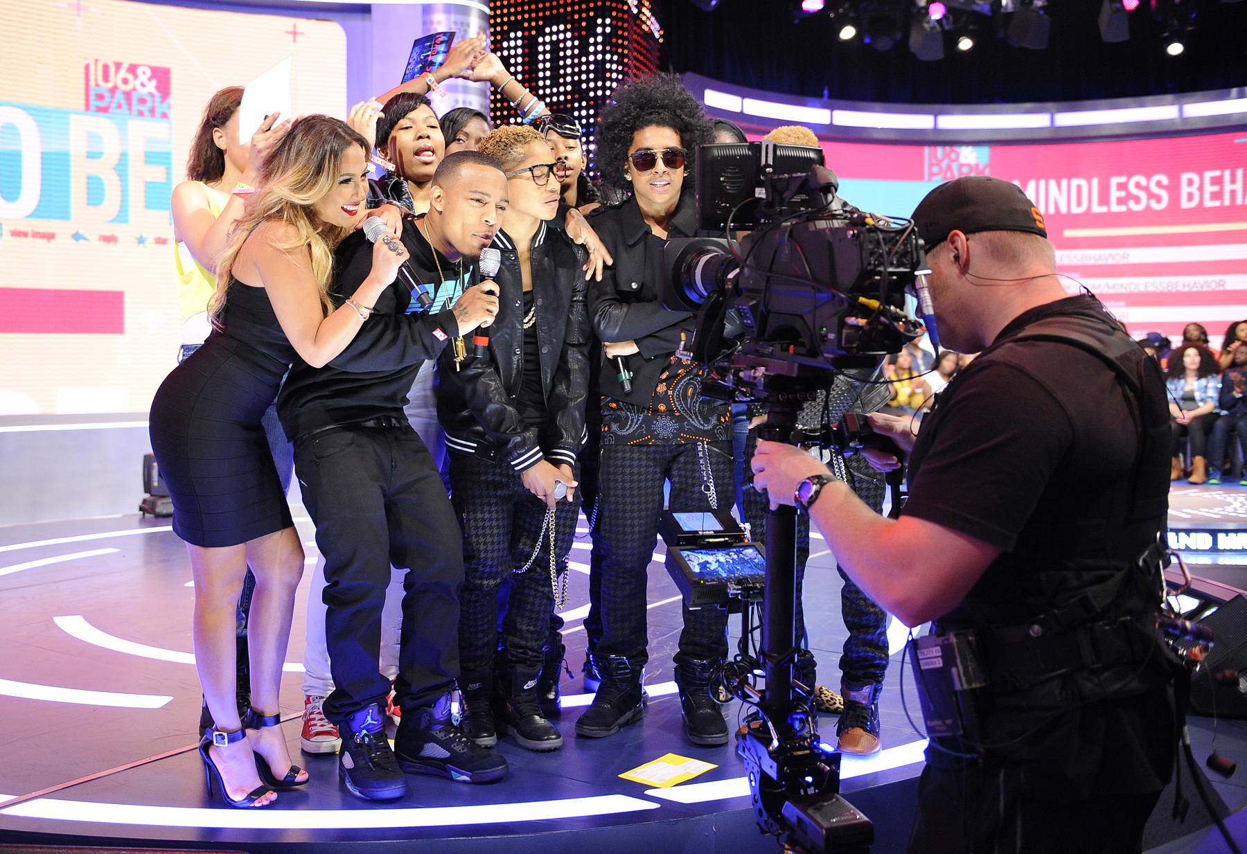 Wildin' Out - Bow Wow, Adrienne Bailon and Mindless Behavior at 106 &amp; Park, June 10, 2013. (Photo: John Ricard / BET)