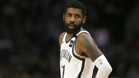 DETROIT, MI -  JANUARY 25:   Kyrie Irving #11 of the Brooklyn Nets during the first half of a game against the Detroit Pistons at Little Caesars Arena on January 25, 2020, in Detroit, Michigan.  NOTE TO USER: User expressly acknowledges and agrees that, by downloading and or using this photograph, User is consenting to the terms and conditions of the Getty Images License Agreement. (Photo by Duane Burleson/Getty Images)