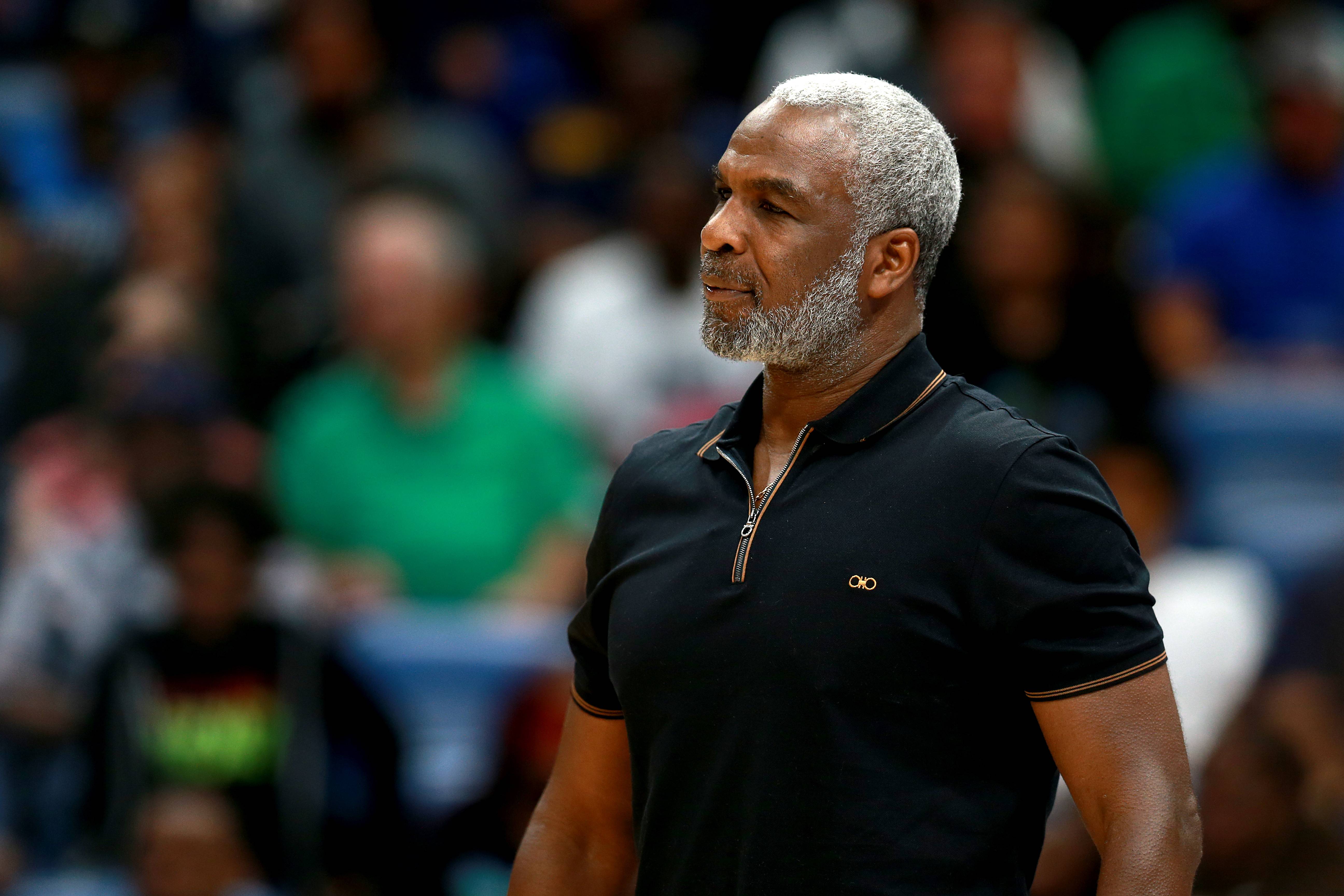 NEW ORLEANS, LOUISIANA - AUGUST 25: Killer 3s head coach Charles Oakley looks on during the BIG3 Playoffs at Smoothie King Center on August 25, 2019 in New Orleans, Louisiana. (Photo by Sean Gardner/BIG3 via Getty Images)