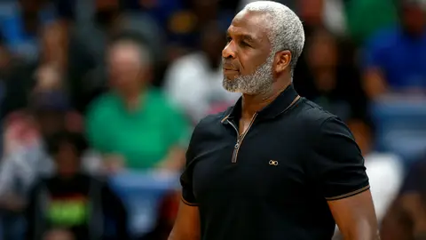 NEW ORLEANS, LOUISIANA - AUGUST 25: Killer 3s head coach Charles Oakley looks on during the BIG3 Playoffs at Smoothie King Center on August 25, 2019 in New Orleans, Louisiana. (Photo by Sean Gardner/BIG3 via Getty Images)