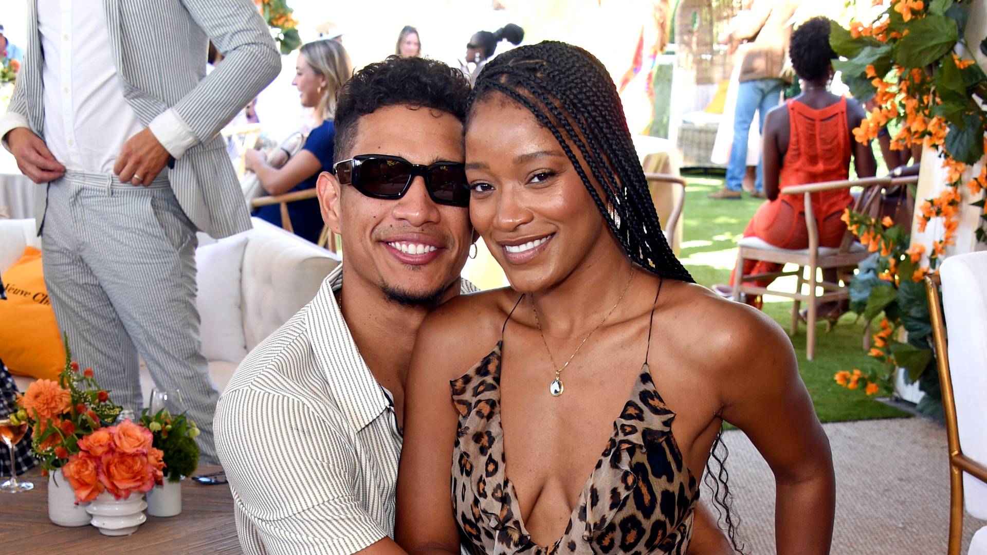 Darius Daulton Jackson and Keke Palmer attend the Veuve Clicquot Polo Classic Los Angeles at Will Rogers State Historic Park on October 02, 2021 in Pacific Palisades, California. 