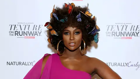 Musician Amara La Negra attends NaturallyCurly Presents Texture On The Runway powered by Sally Beauty on September 6, 2018 in New York City. 