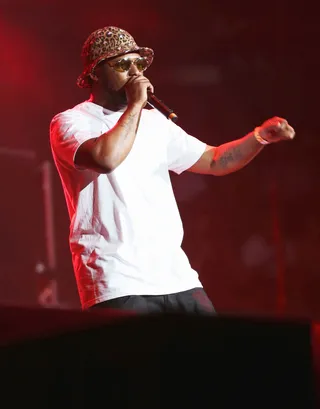 TOP DAWGS IN ENTERTAINMENT - Kendrick Lamar wasn't the only TDE affiliate in the building. His homie SchoolBoy Q went up first.(Photo: Chelsea Lauren/Getty Images for BET)