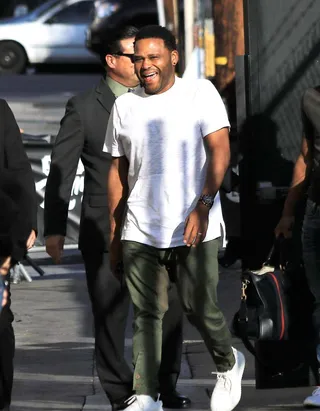 Making 'Em Laugh - Anthony Anderson arrives in good spirits for his appearance on Jimmy Kimmel Live! in&nbsp;Los Angeles.(Photo: Cathy Gibson, PacificCoastNews)