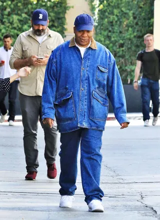 Comedy Legend - David Alan Grier sports an oversized denim jacket as he arrives for his appearance on Jimmy Kimmel Live!&nbsp;in Los Angeles.(Photo: Cathy Gibson, PacificCoastNews)