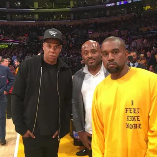 Mamba Day Shenanigans - Kanye West and Jay Z's enthusiasm in this picture is so strong that I'm currently running a marathon with all the energy they are giving off.(Photo: Steve Stout via Instagram)