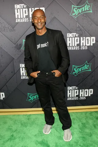 Step Up - BET's President of Programming, Stephen Hill takes his place on the carpet. Mixing casual with dressy, he's made his look all his own. (Photo: Bennett Raglin/BET/Getty Images for BET Networks)