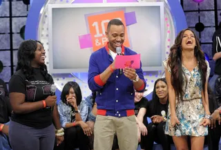 Let's See Here - Audience member answers questions about celebrity mothers at 106 &amp; Park, May 11, 2012. (Photo: John Ricard / BET)