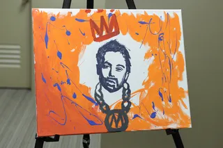 RIP MCA - Adam Yauch of the Beastie Boys painting by Swizz Beatz and John Reed in the green room at 106 &amp; Park, May 8, 2012. (Photo: John Ricard / BET)