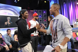 Go Far - A$AP Rocky talks with Terrence J during commercial break at 106 &amp; Park, May 8, 2012. (Photo: John Ricard / BET)
