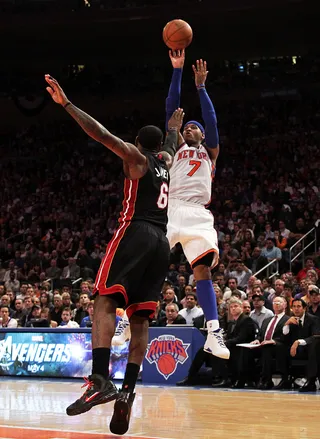 Carmelo Anthony - Star small forward Carmelo Anthony, who helped lead the long-dormant New York Knicks back to the playoffs two years in a row, is nominated for Subway Sportsman of the Year at the BET Awards.&nbsp; (Photo: UPI/John Angelillo/Landov)