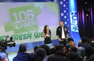 Let's Get Started - Terrence J and Rocsi Diaz at 106 &amp; Park, May 4, 2012. (Photo: John Ricard / BET)