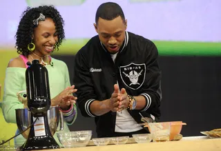 Warmed Up - DeAnna Mayo attempts to show TJ the proper technique for rolling perfect cookies at 106 &amp; Park, May 4, 2012. (Photo: John Ricard / BET)