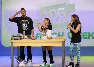 Salute - RD introduces Chef Roble and Kiku who will prepare healthy tacos at 106 &amp; Park, May 4, 2012. (Photo: John Ricard / BET)