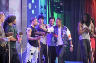 Sweep Up - Cast of "STOMP" perform at 106 &amp; Park, May 3, 2012. (Photo: John Ricard / BET)