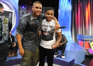Brothers - Quincy and Justin on set at 106 &amp; Park, May 3, 2012. (Photo: John Ricard / BET)