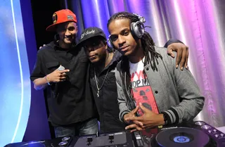 DJ Respect - DJ Spynfo and DJ Lyve at 106 &amp; Park, May 3, 2012. (Photo: John Ricard / BET)