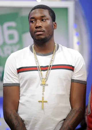 Meek Mill on internet rumors he’s dating Rihanna:&nbsp; - &quot;Rihanna, she was on Twitter talking about she liked a few of my songs on Twitter. And I think the blog game took it to another level. I actually got a girl at home. I be arguing with my girl about blogs and interviews about her. I don’t really be trying to go there with my girlfriend over blogs. It be f****** up my life a little bit.”&nbsp;(photo: John Ricard / BET)